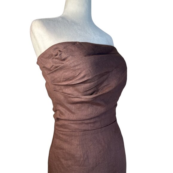 SNDYS Romi Linen Dress in Chocolate Small New Womens Mini - Picture 6 of 13